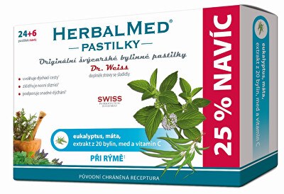 Simply You - HerbalMed pastilky Dr. Weiss při rýmě 24 pastilek + 6 pastilek ZDARMA